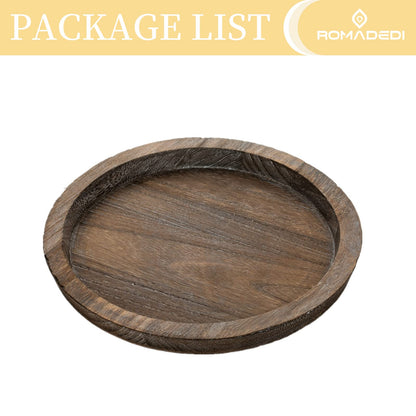 Romadedi Farmhouse Wooden Candle Tray - 11 Inch Round Decorative Trays for Coffee Table Dining Centerpiece Kitchen Counter Candle Holder Wood Trays for Christmas Rustic Home Decor