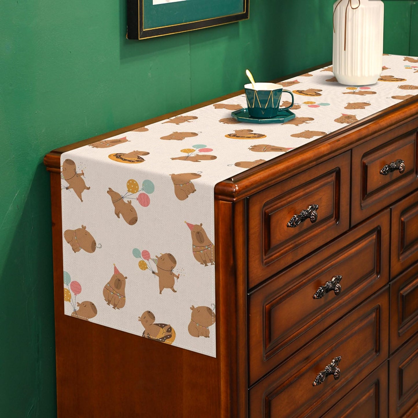 Buxiuer Capybara Birthday Party Decorations Capibara Table Runner Kids Cute Animals Dining Room Home Kitchen Table Decor