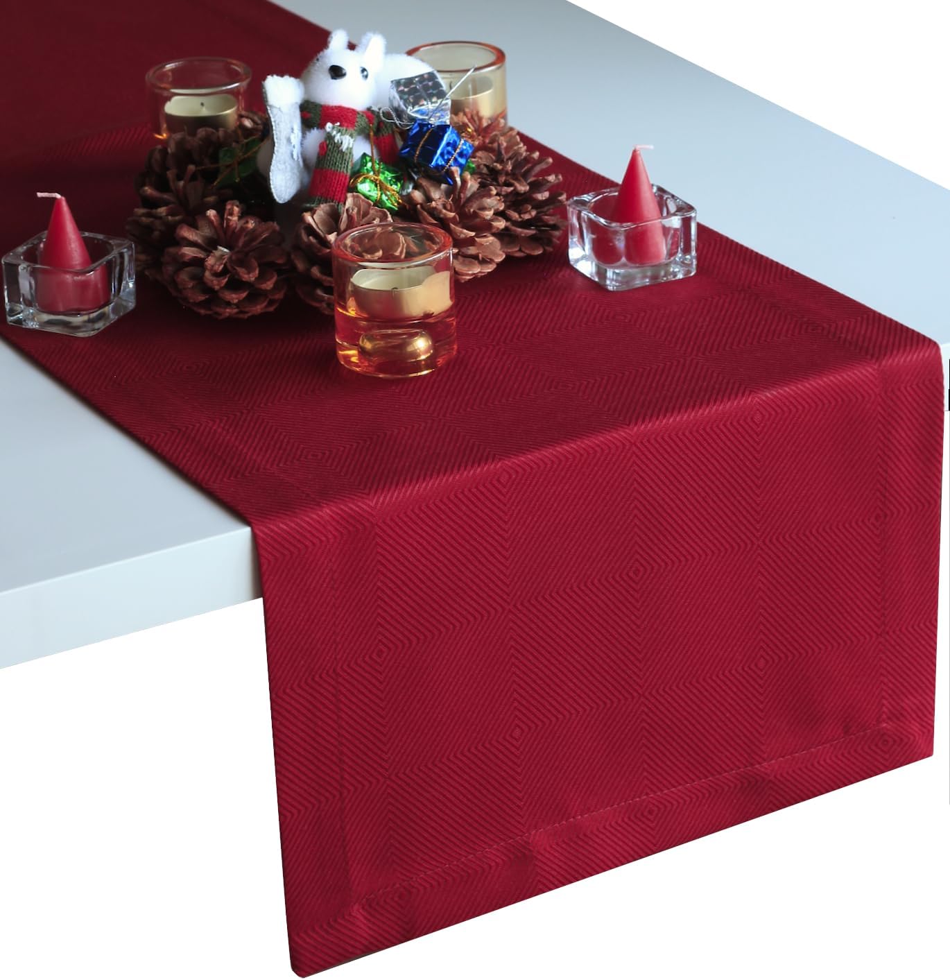 Akutana 132 inch, Red Table Runner Coffee Table Runner, Burgundy Waterproof Long Dresser Scarf, Outdoor Dining Table