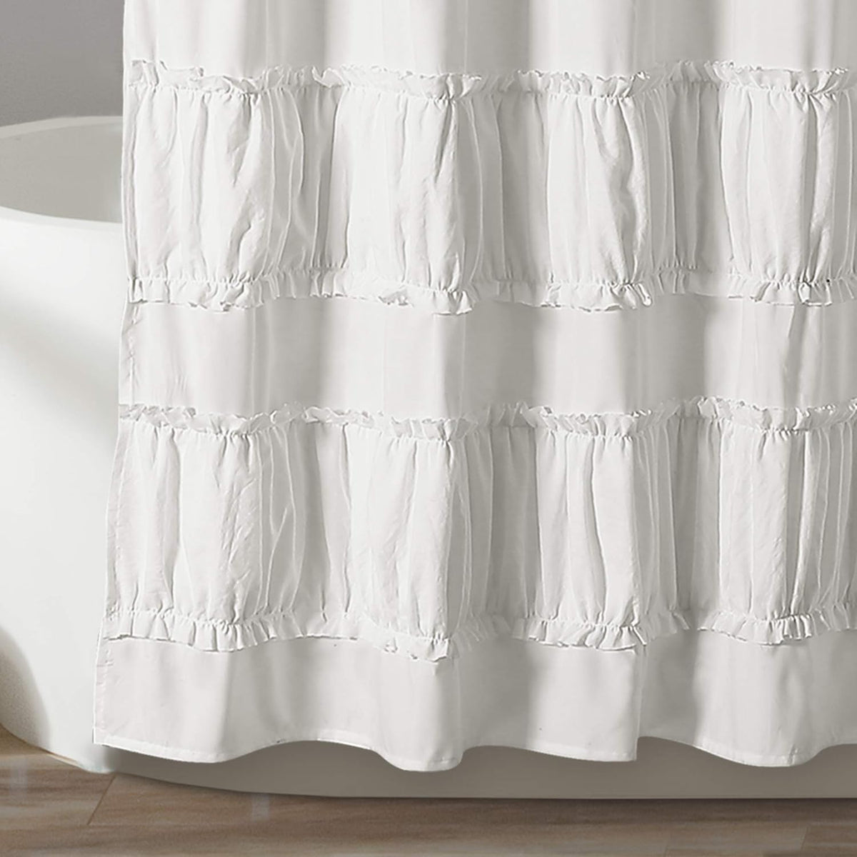 Lush Decor White Nova Ruffle Shower Curtain - 72" x 72"