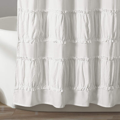 Lush Decor White Nova Ruffle Shower Curtain - 72" x 72"