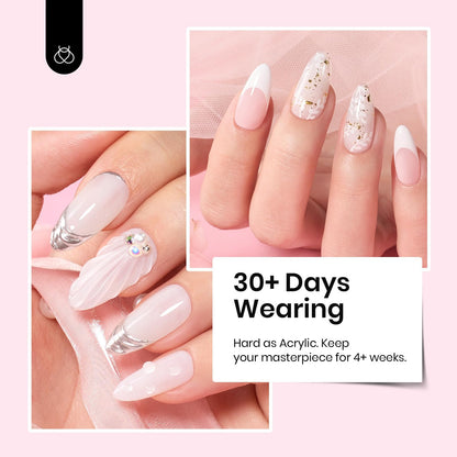 Beetles Builder Gel for Nails-3 Colors 9 in 1 Nail Extension Sculpting Building Clear Nude Pink Hard Gel Kit with Base Top Coat for Pros Women,UV & LED Lamp Cured Needed