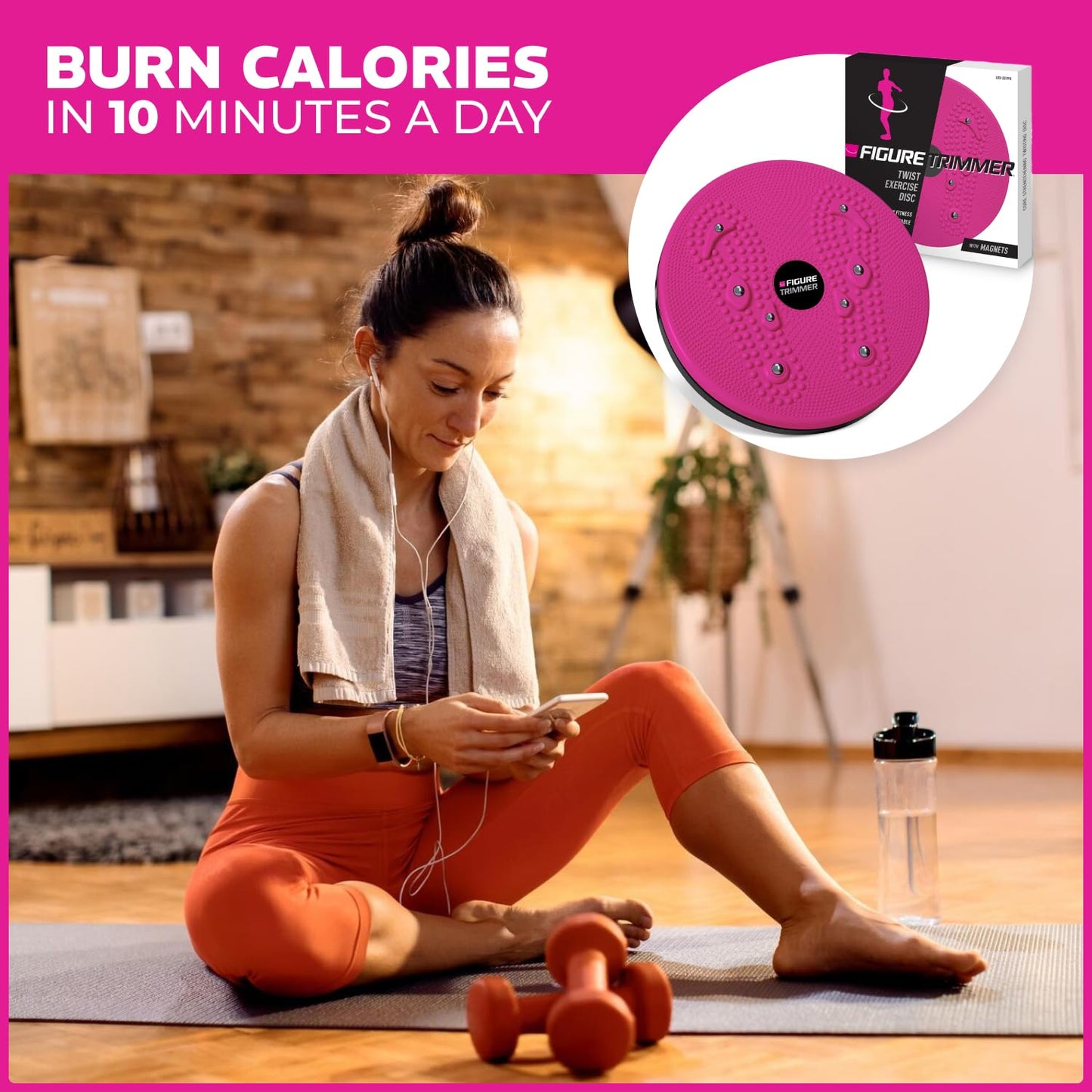 Figure Trimmer Core Abs Twister Board - Waist Sculptor Twister Board for Core & Ab Exercise - Waist Twisting Disc, Dizzy Disc Twist Board for Slimming Workout with 8 Magnets Reflexology