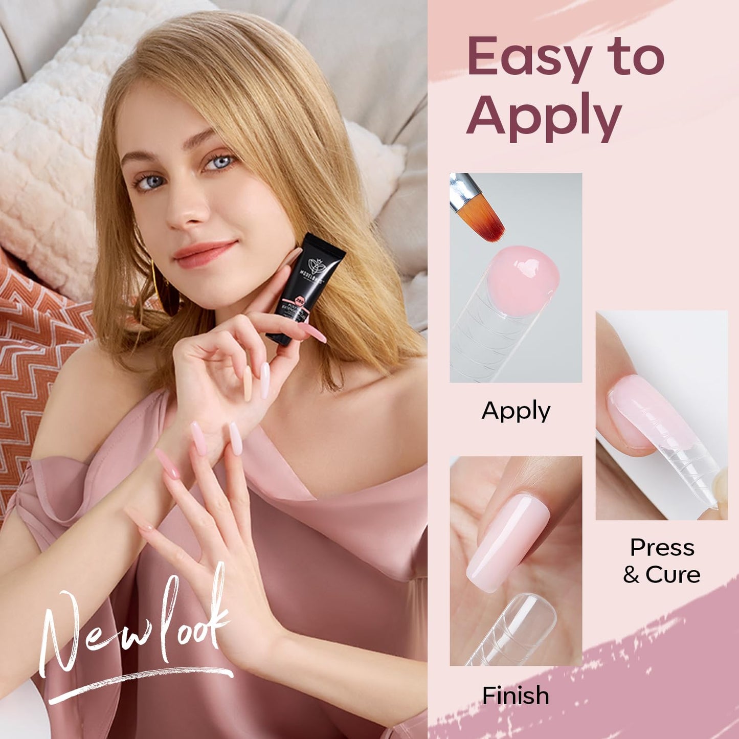 modelones Poly Gel Nail Kit 6 Colors with 8 W Nail Lamp Extension Gel Kit Jelly Milky White Pink Nude Complete Tools Beginner Thickening Solutions DIY at Home for Women