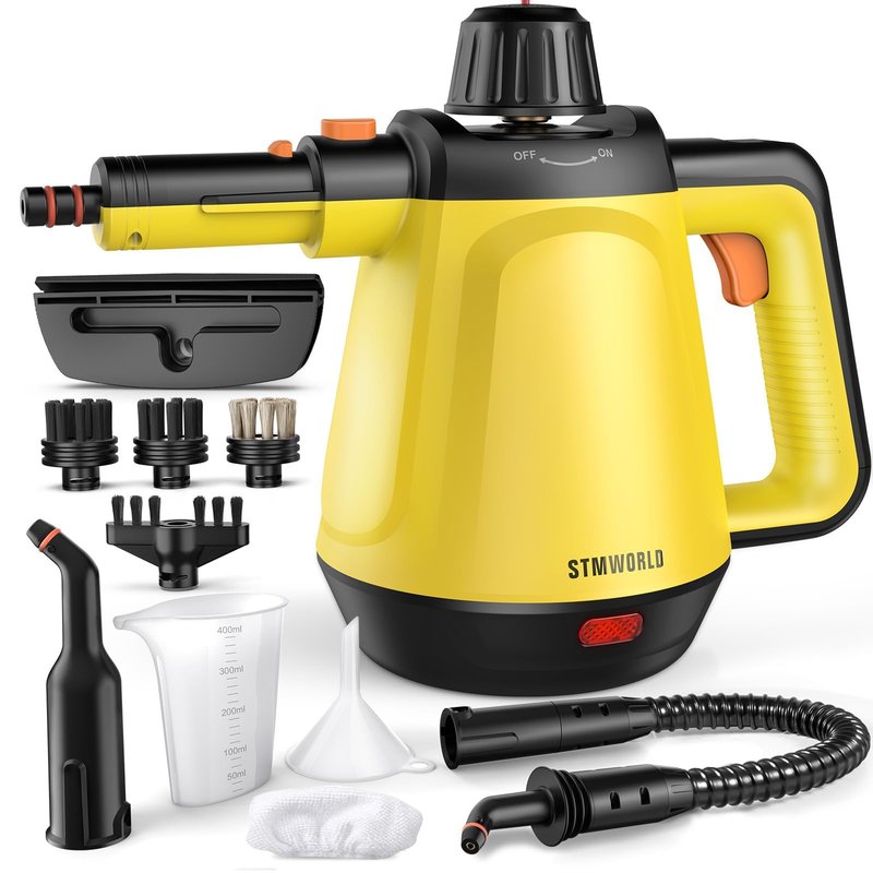 Natural Multi-Surface Handheld Steam Cleaner with 10 Accessories, 13.5OZ Pressurized Multipurpose On Demand Steam Cleaner for Home, Steamer for Cleaning Dirt, Grease, Grout, Tile, Windows, Couch, Car