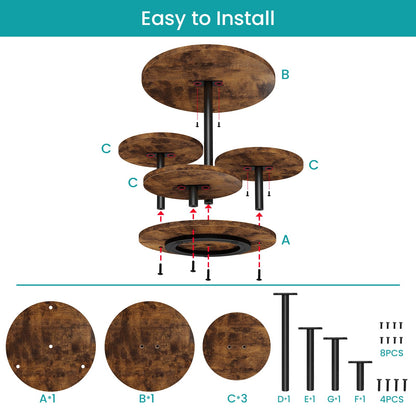 ELITEROO 4 Tier Round Cupcake Tower Stand for 50 Cupcakes, 360° Rotating Wood Cake Stand with Tiered Trays, Farmhouse Cookie Stand for Dessert Table Display for Wedding Birthday Baby Shower Tea Party