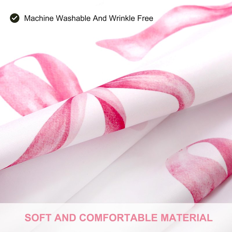 MUGINYU Girls Pink Bow Shower Curtain with Scalloped for Preppy Bathroom Decor,Cute Ruffle Girly Shower Curtains,Coquettecute Chic Aesthetic Shower Curtain Set with Hooks 72x72 Inch