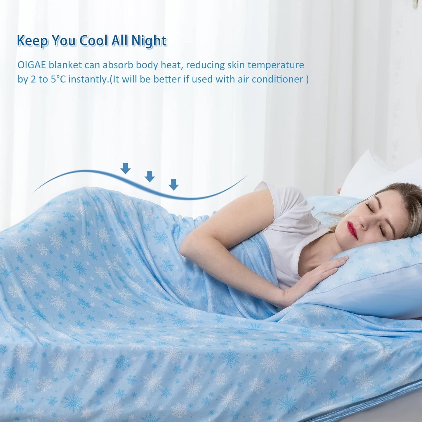 OIGAE Cooling Blanket - Double Sided Cold Effect Bed Throw for Hot Sleepers, Skin-Friendly