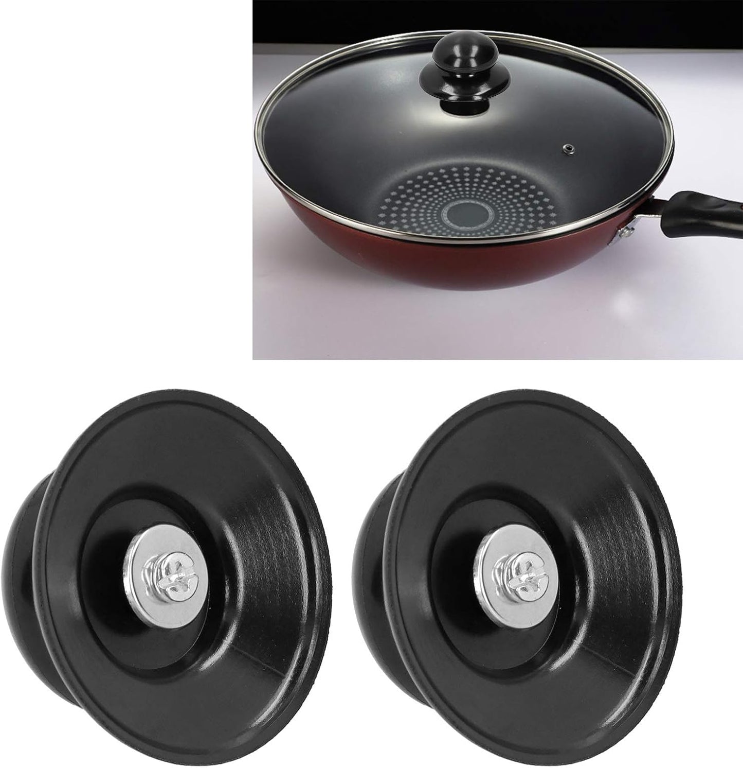 Pot Lid Knob Vent Replacement Handles for Universal Electric Frying Pan, Glass Handle Stock, Stainless Steel 2Pc