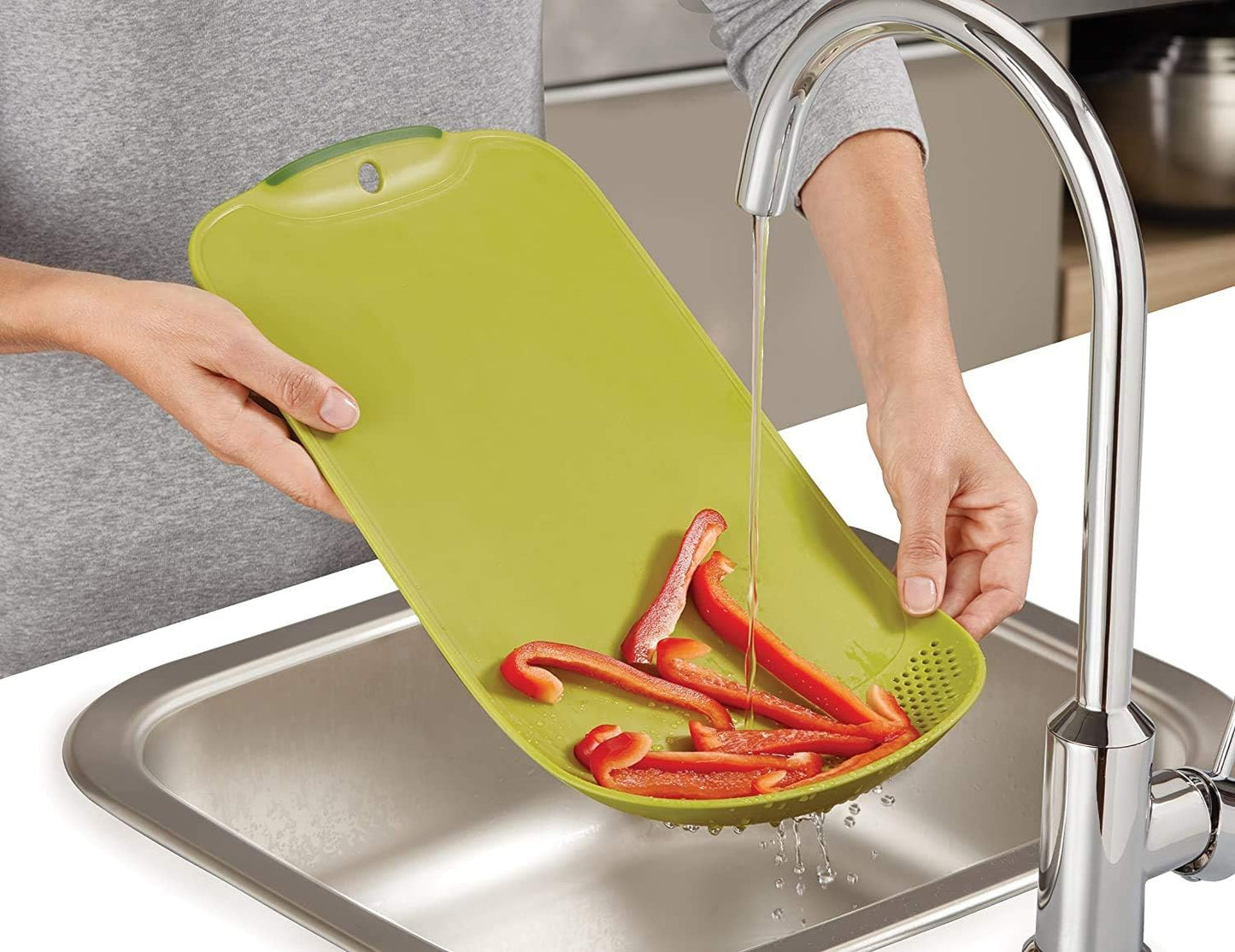 Chop and Drain Plastic Cutting Board with Colander, BPA-Free and Dishwasher Safe