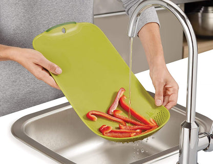 Chop and Drain Plastic Cutting Board with Colander, BPA-Free and Dishwasher Safe