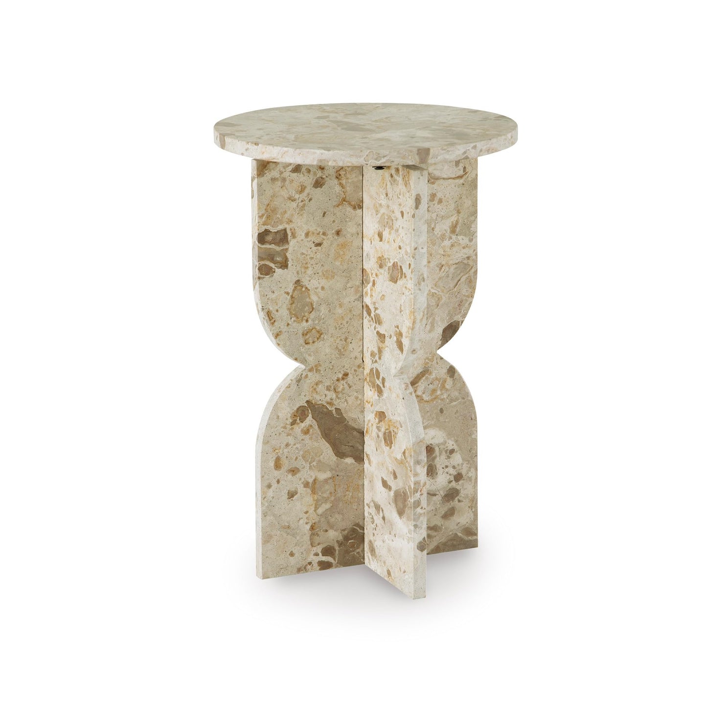 Signature Design by Ashley Treygan Contemporary Marble Accent Table, Beige & Light Brown