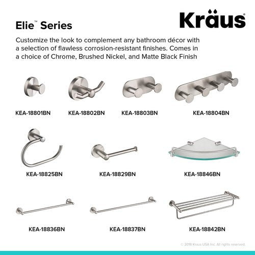 KRAUS Elie 24-inch Bathroom Towel Bar, Brushed Nickel Finish, KEA-18837BN