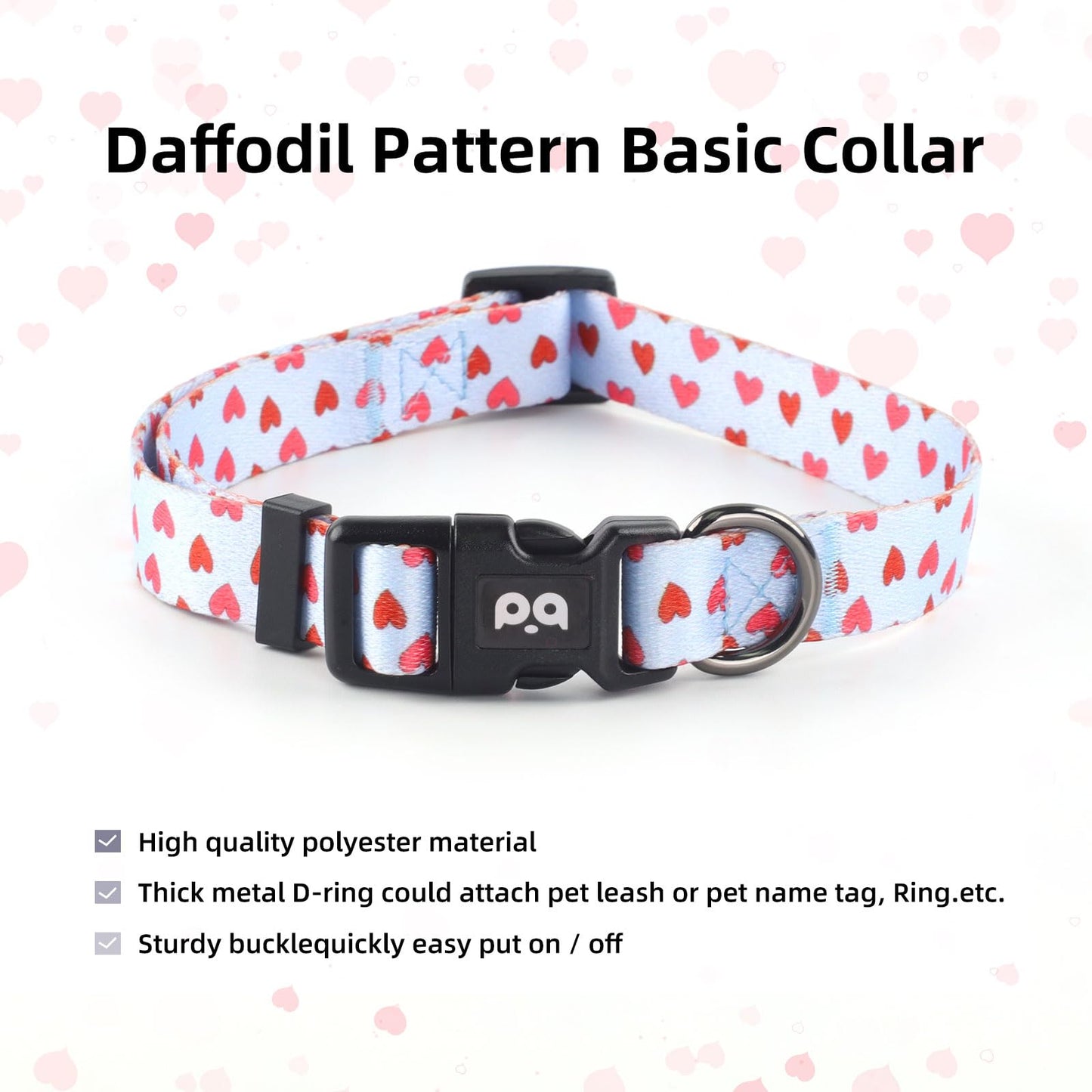 QQPETS Dog Harness Collar Leash - No Pull Pet Adjustable Back Clip Halter Basic Collar Heavy Duty 5FT Anti-Twist Leash for Extra Small Puppy Medium Large Breed Training Easy Walk(S,Blue Love)