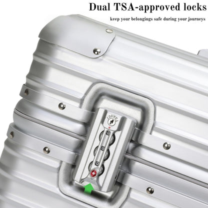 Perle Path Full Aluminum Camera Carry-On Luggage DSLR Shockproof TSA lock Photography Gear Case with Removable Dividers & 360° detachable Wheels Luggage Rolling camera bag Camera storage case (silver)