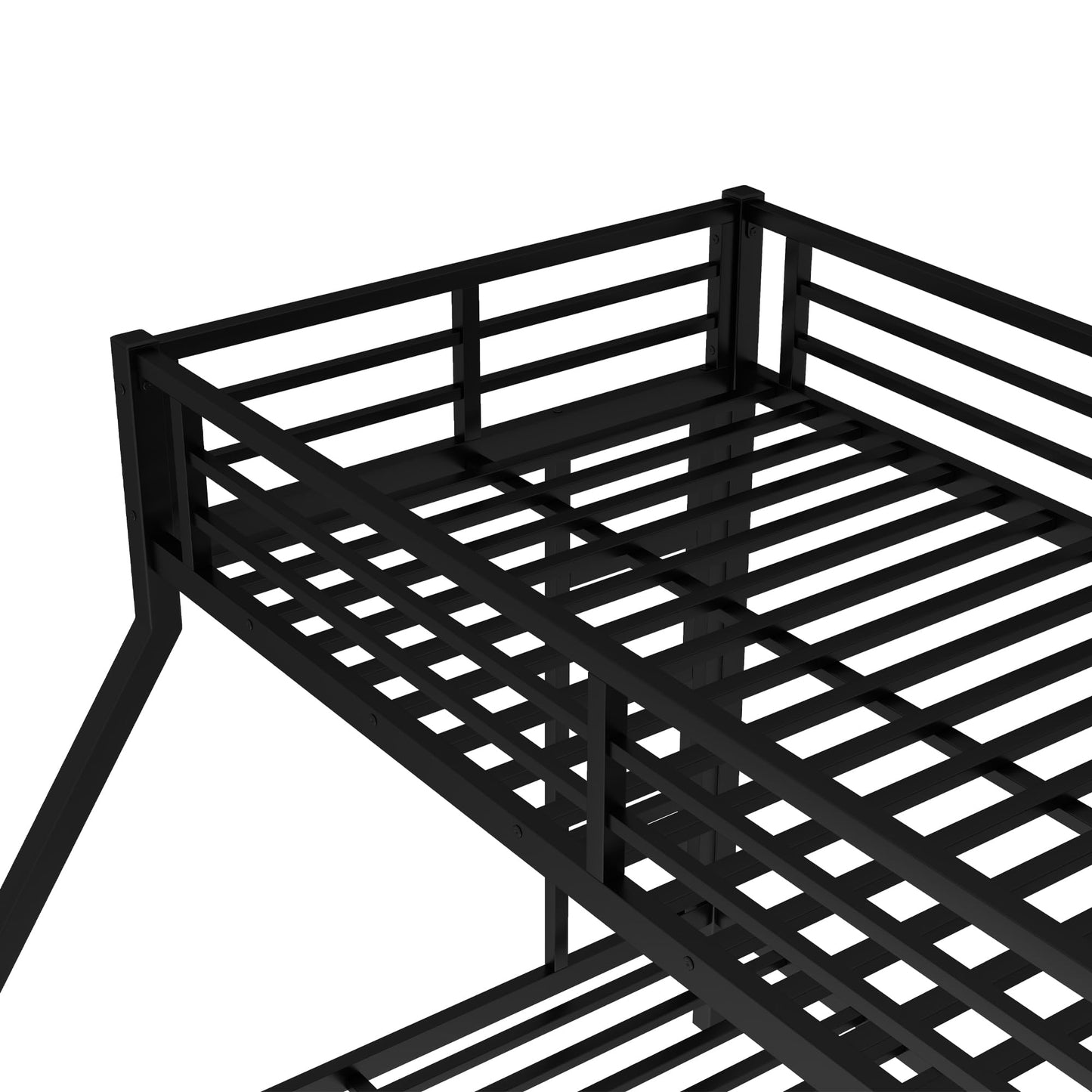 Bellemave Twin XL Over Queen Bunk Bed with Trundle, Heavy Duty Metal Frame with Full-Length Guardrails & Ladder, Bunk Beds with Trundle for Kids, Teens, Adults, Black