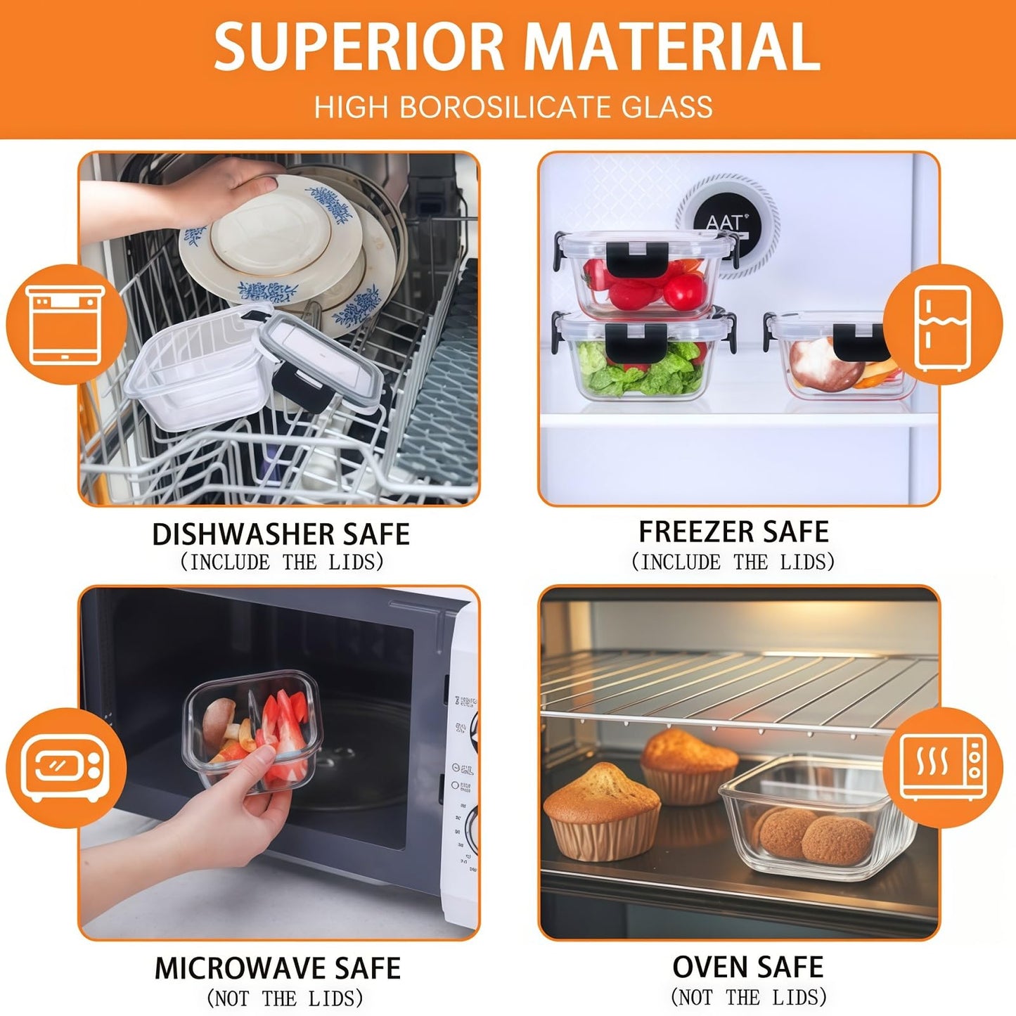 Nafhone Bariatric Meal Prep Containers, 8 oz Glass Bariatric Portion Control Containers with Two 4 oz Compartments (3 Pack), Reusable Lunch Box Bento Box with Lids, Glass Snack Containers with Lids