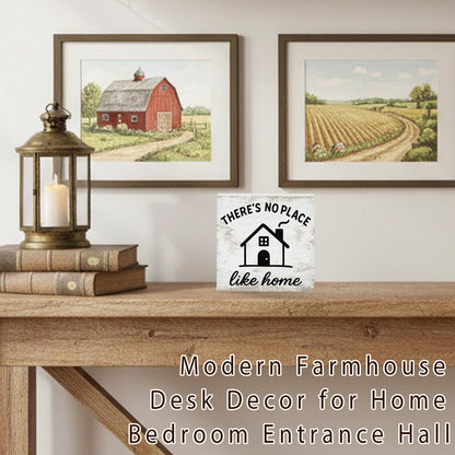 There's No Place Like Home Rural Rustic Farmhouse Sign Countryside Desk Decor for Home office Kitchen Bedroom Living Room Shelf Charming Decorations Gift for Country Lovers Family Housewarming Accent