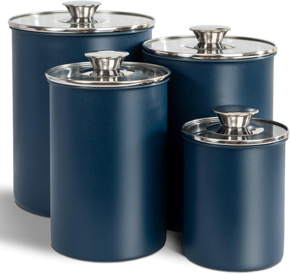 Set 4-Piece, 16/49/85/132 Counter malmo Stainless Steel Food Canister of Ounces,Airtight Containers with Glass Lid