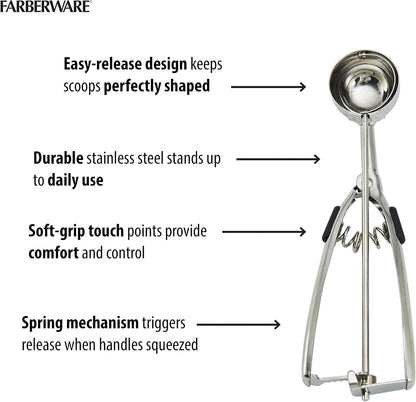 Farberware Professional Stainless Steel Cookie Dough Scoop - 8.27 Inch, Black