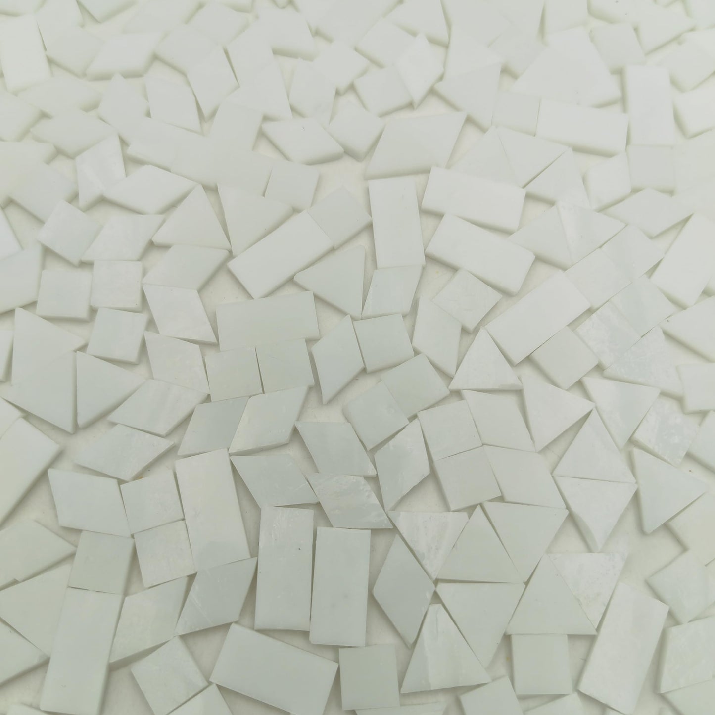 4 Shapes Mixed Glass Mosaic Tiles,Square+Diamond+Triangle+Rectangle 220 PCS Stained Glass Mosaic Pieces for Handmade Art Crafts and Home Decoration (White)