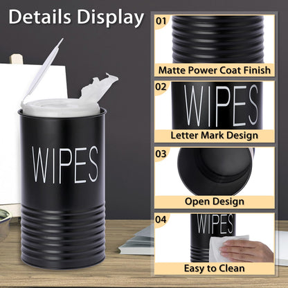 Kokone Wipes Dispenser Farmhouse Wipes Container with Matte Finish Compatible for Clorox Lysol Sturdy Galvanized Iron Wipes Holder for Kitchen,Bathroom,Office,School Table Countertop,Black