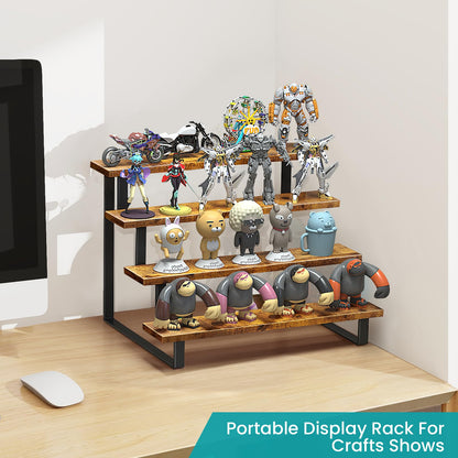 ELITEROO Wooden Display Riser Stand, Tiered Perfume and Cologne Organizer Stand, 4 Tier Spice Rack Organizer, Tabletop Display Shelf for Retail Vendor Events Craft Show Tumbler Candles, Straight