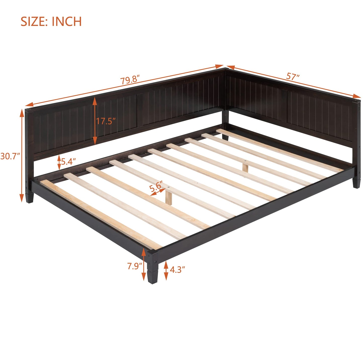 Merax Full Size Daybed Espresso Wood Sofa Bed