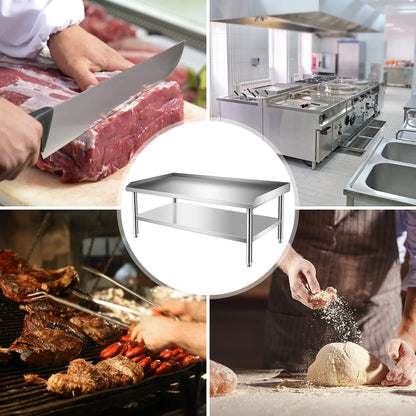 Prep Table Stainless Steel Worktable 30 x 60 x 24 Inches Equipment Grill Stand Table with Adjustable Storage Undershelf Commercial Workstation for Kitchen Restaurant