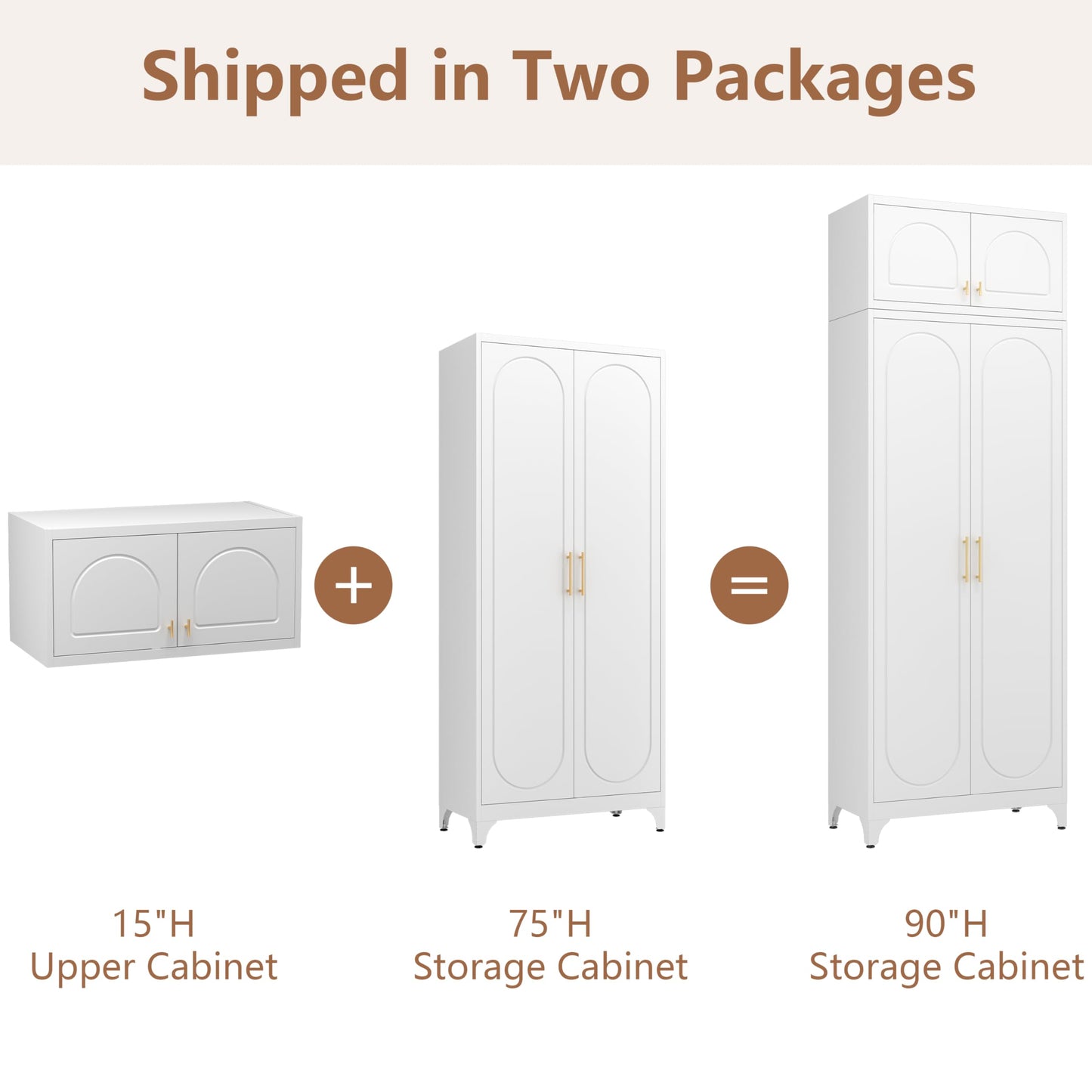 Polup Kitchen Pantry Cabinet, 90" Tall Metal Pantry Cabinet, Food Cupboards with Doors and Shelves, Freestanding Storage Cabinets for Dining, Living Room, 16"D x 32"W x 90"H, White, Assembly Required