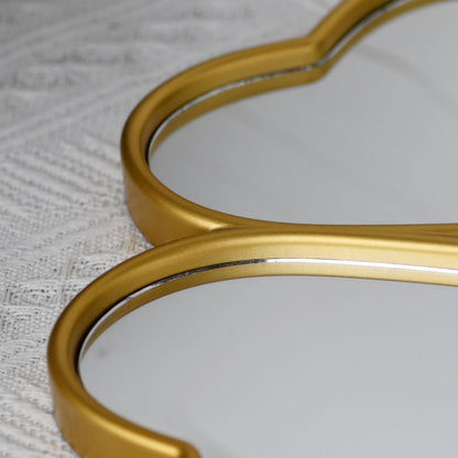 LuHeToz Small Decoritive Heart Wall Mirrors Set of 3, Decorative Four-Leaf Clover Mirror (Gold)