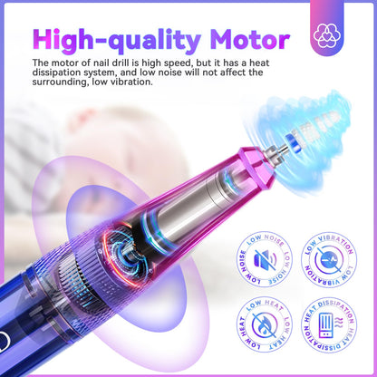 SAVILAND Electric Nail Drill Professional: 40000RPM Upgrad Nail Drill Kit 2025 Beautiful Gradient Sunset Color Scheme Nail D rill Machine Portable Nail File & Buffers Salon Use Manicure Pedicure