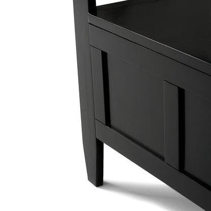 SIMPLIHOME Brooklyn Entryway Storage Bench - 48 inch Wide Solid Wood Hallway Bench in Black, Contemporary Mudroom Bench for Entry or Foyer with Lift-Up Lid and Spacious Hidden Storage