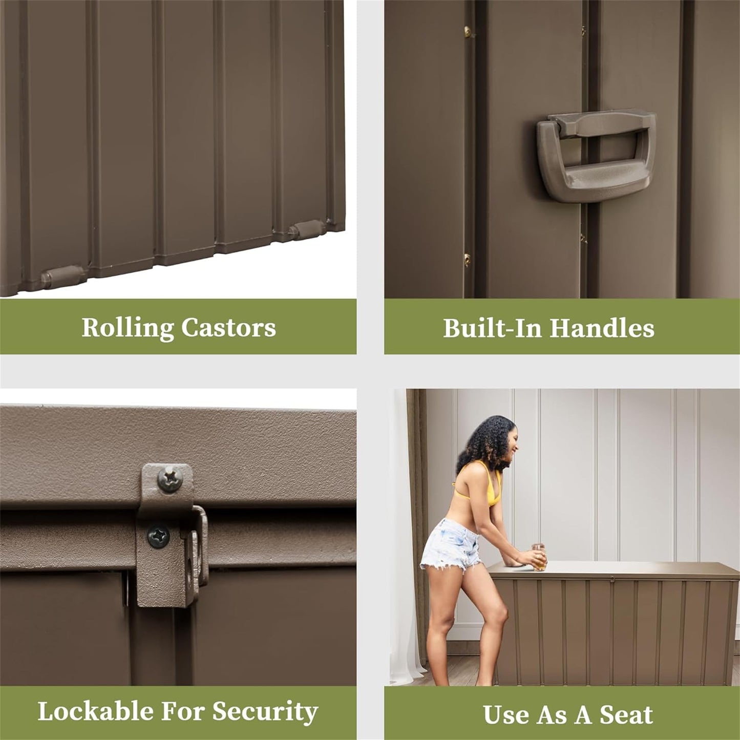 160 Gallon Outdoor Storage Deck Box – Waterproof & Lockable Large Patio Storage Bin with Durable Construction, Perfect for Cushions, Throw Pillows, Garden Tools & Outdoor Equipment, Dark Brown