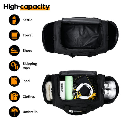 Gym Bag for Men - 55L Black Durable Large Duffle Bag for Travel, Workout, Fitness & Sport