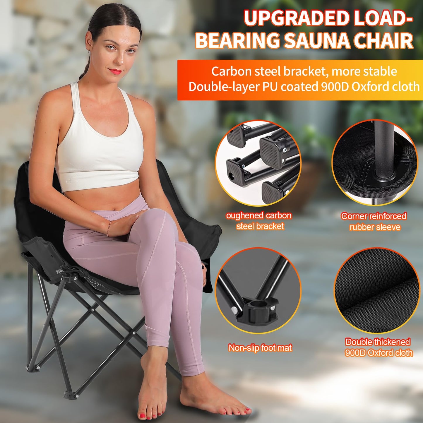 Portable Infrared Sauna for Home, Full Size Foldable Personal Sauna Box with 660nm Red Light Therapy, Independent Heating Foot Pad and Portable Chair for Indoor Relaxation & Detox