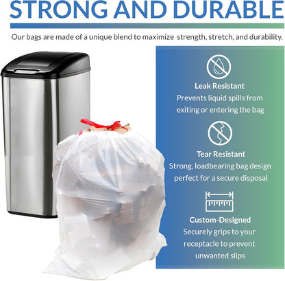 Reli. Drawstring Trash Bags - 13-16 Gallon Capacity, 250 Count Bulk, White for Kitchen Use