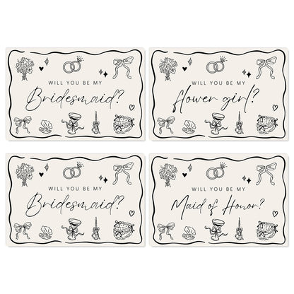 Whaline 12 Pcs Bridesmaid Proposal Cards, Black