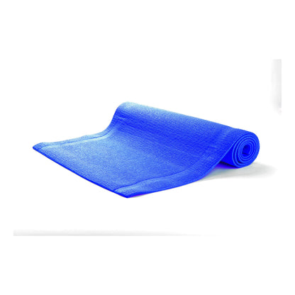 Mind Reader YOGAPVC-PUR All Purpose Extra Thick Yoga Fitness & Exercise Mats with Carrying Strap, High Density Anti-Tear, Blue
