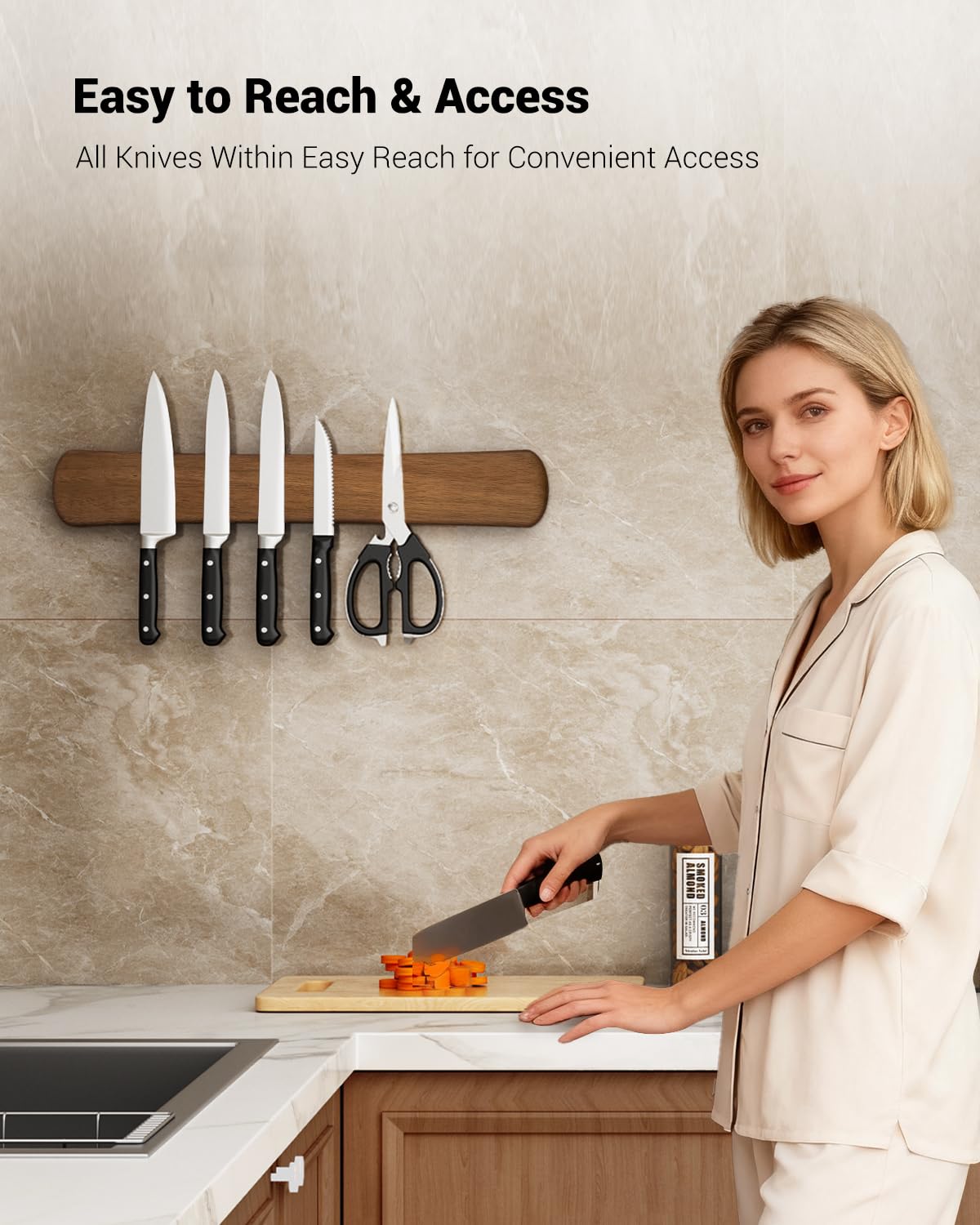 Swaitee Magnetic Knife Holder for Wall, 18 Inch Wood Strong Magnetic Knife Strip, Housewarming Gifts for New Home, Kitchen Storage Space Savers, Farmhouse Kitchen Utensil Organizer Essentials