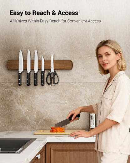 Swaitee Magnetic Knife Holder for Wall, 18 Inch Wood Strong Magnetic Knife Strip, Housewarming Gifts for New Home, Kitchen Storage Space Savers, Farmhouse Kitchen Utensil Organizer Essentials