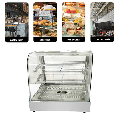 Countertop 26" Food Warmer Display Case 3 Shelf Hot Warming Showcase with Back Sliding Door and Water Tray,Black (26"(Silver))