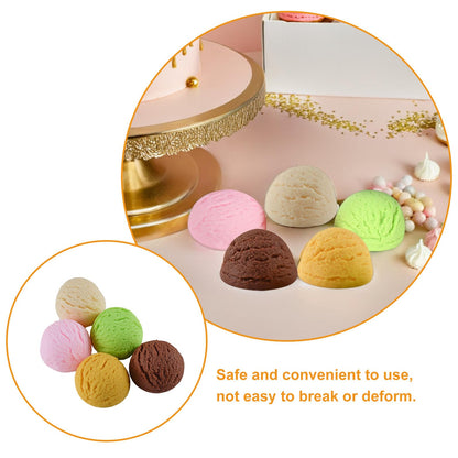 TOYANDONA 5Pcs Simulated Ice Cream Balls Realistic Fake Ice Cream Props for Photography Display and Shop Decor Lifelike Model Toy Food 2.16X2.16X1.25In