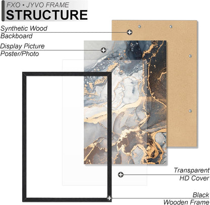 22x34 22 34 Inch 22 34 1 Pack/Black/22 x34 Fxojyvo Engineered Wood Frame, Black Picture Frame for x Poster Puzzle