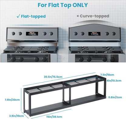2 30 Inch 2 4 OTraki Tier Strong Magnetic Oven Shelf Length Spice Rack Over The Stove Shelf with Anti-Slip Mats