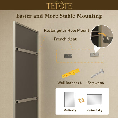 TETOTE Brushed Nickel Bathroom Vanity Mirror 48" x 36" Beveled Framed Bathroom Wall Mirror for Over Sink Brushed Nickel, Tempered Glass, Modern Farmhouse Bedroom, Entryway, Living Room