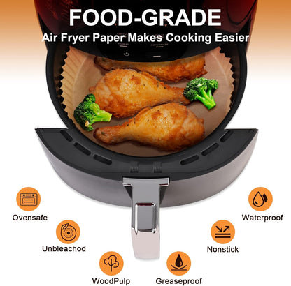 SIUDANGKA Air Fryer Liners - 125 Pcs Disposable Paper for Ninja & Most 4-8QT Air Fryers