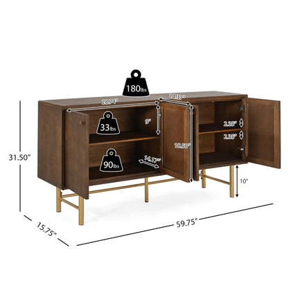 Christopher Knight Home Dodie Wooden Sideboard Cabinet, Large Sideboard Buffet Cabinet, Living Room Accent Storage Cabinet with Adjustable Shelves,Kitchen Cabinet Organizer for Coffee Bar,Walnut Brown