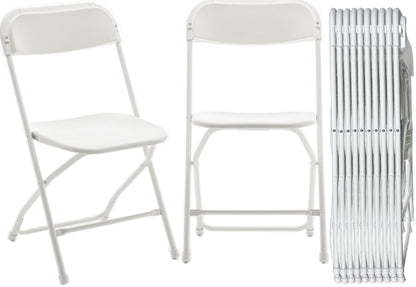 BTEXPERT Set of 20 Pack, Indoor Outdoor White Plastic Folding Chairs Stacking Steel Frame Commercial 650LB Weight Capacity Seating Home Garden Wedding Event Party Picnic Dining Church School Portable