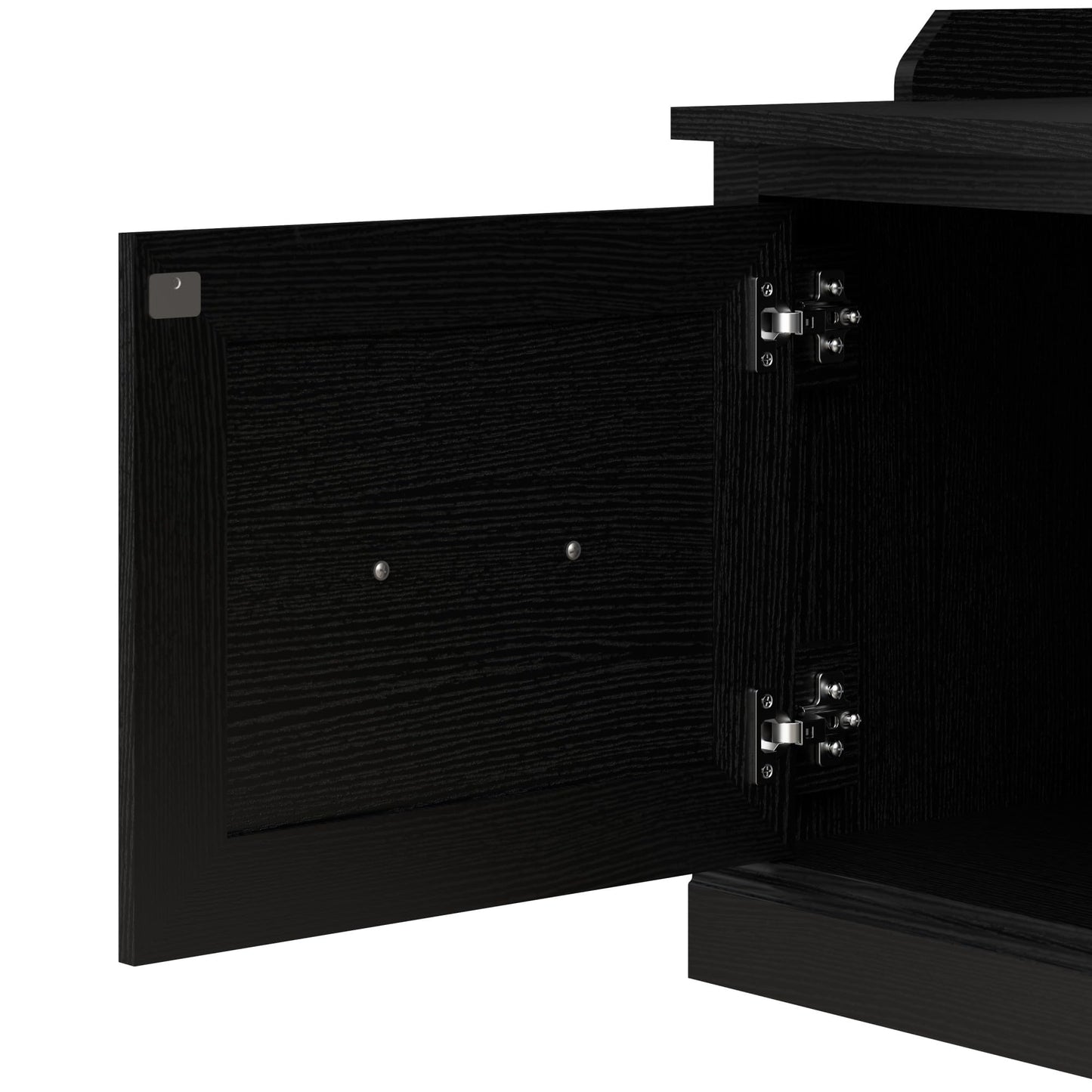 Bush Home Woodland 40W Entryway Bench with Doors and Wall Mounted Coat Rack in Black Suede Oak | Mudroom Shoe Storage, Clothing Organizer